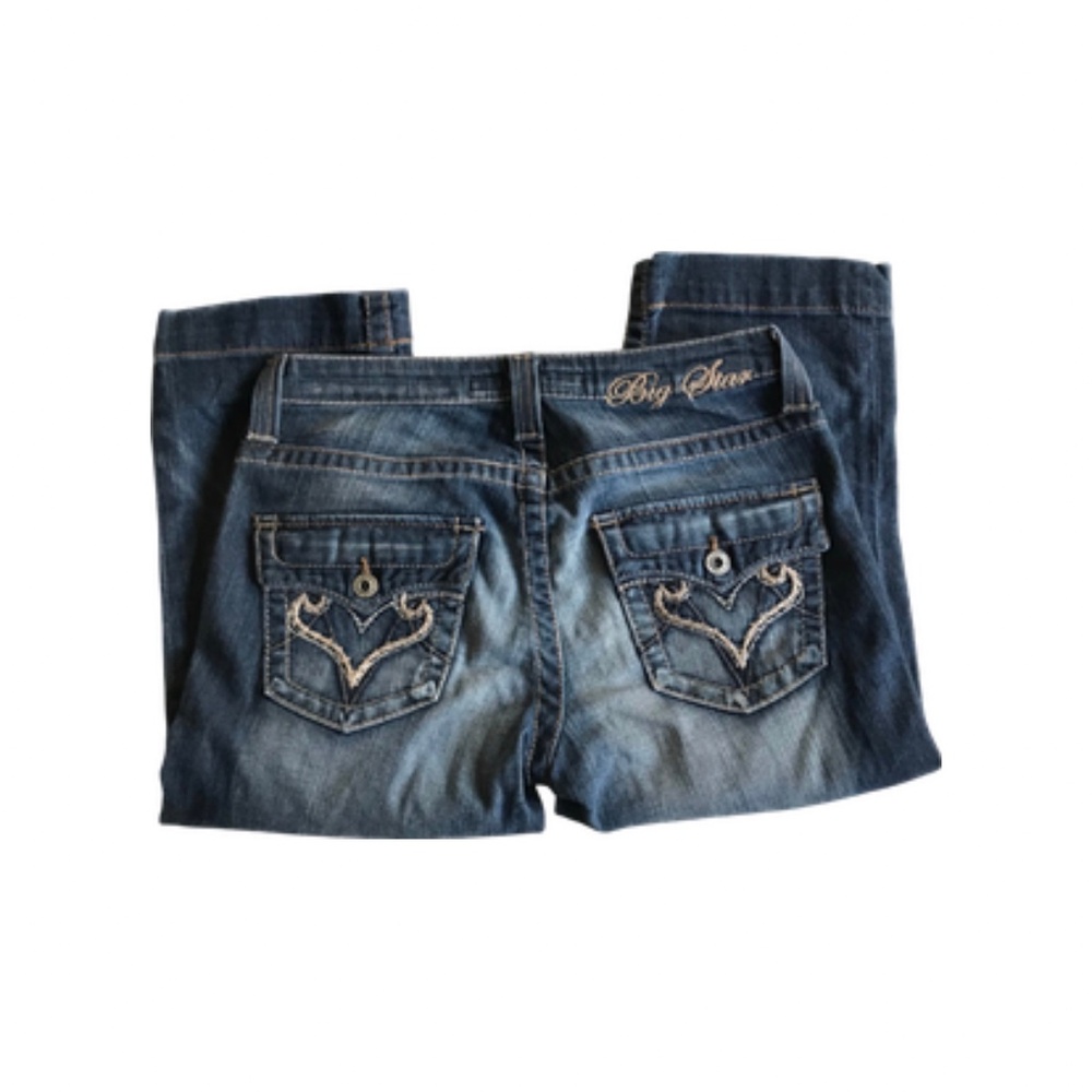 Big Star Jeans Women's Size W27 Maddie Mid Rise Capri embroidered flap pockets